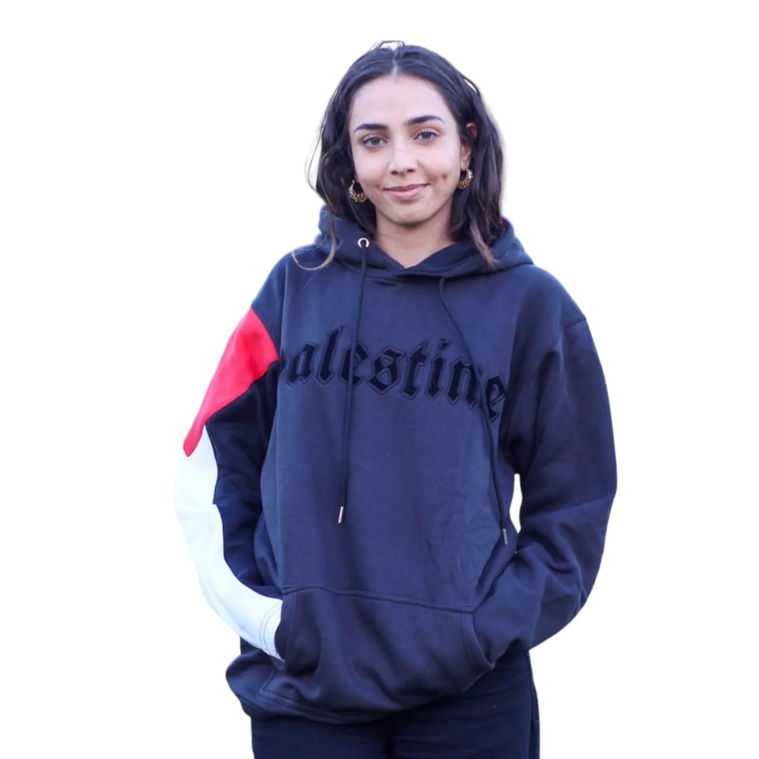 The Palestine Flag Pullover Hoodie (Black Outline)