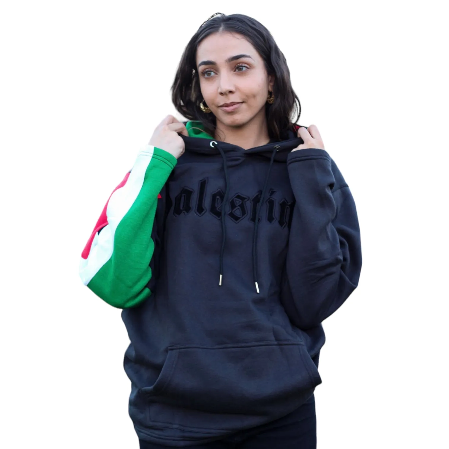 The Palestine Flag Pullover Hoodie (Black Outline)