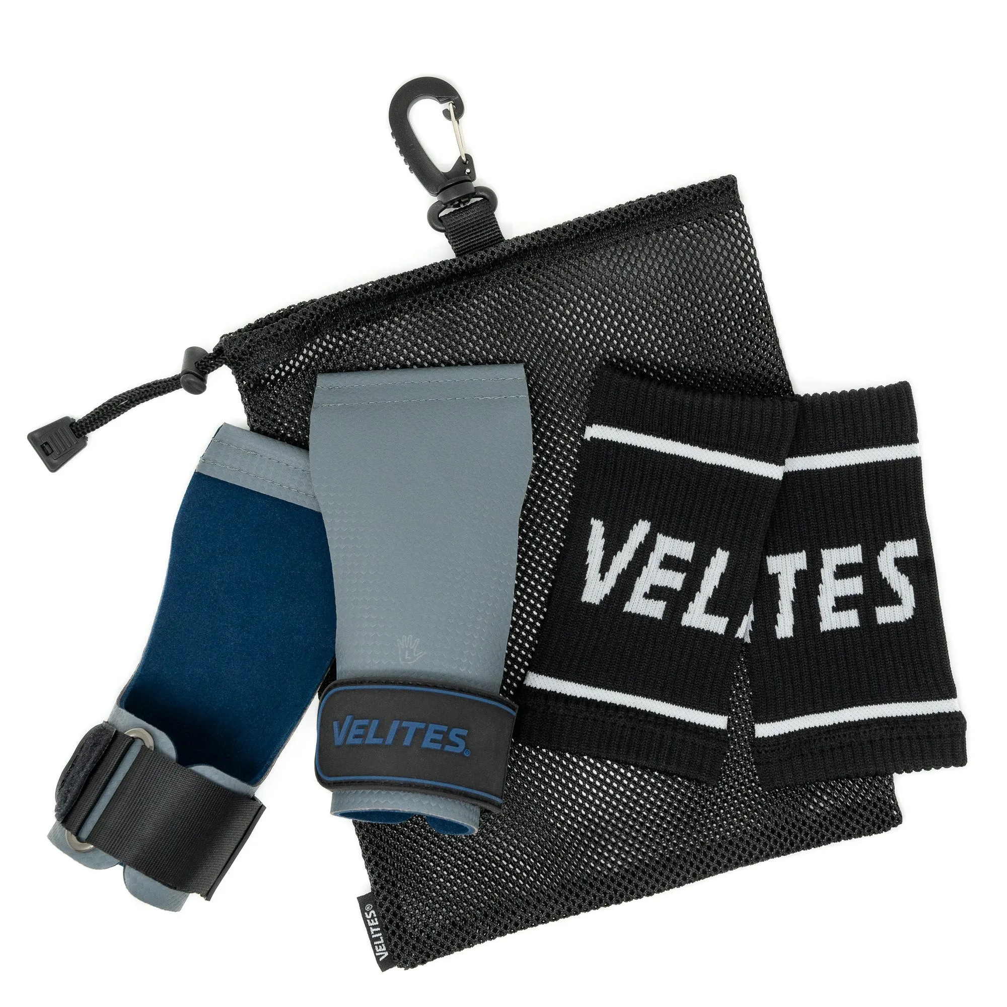 Velites Quad Ultra Hand Grips No Chalk Grey with Wrist Bands