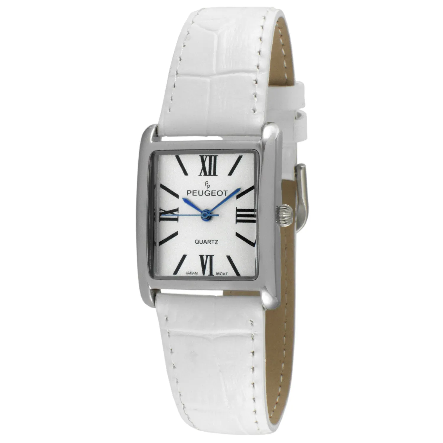 Women's Tank Watch Roman Dial White Leather Strap